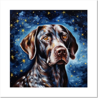 Black English Pointer painted in Starry Night style Posters and Art